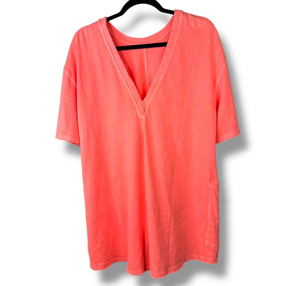 NEW Free People Movement Neon Coral Oversized Shapeless Hot Shot Tee Romper XS - Picture 8 of 14